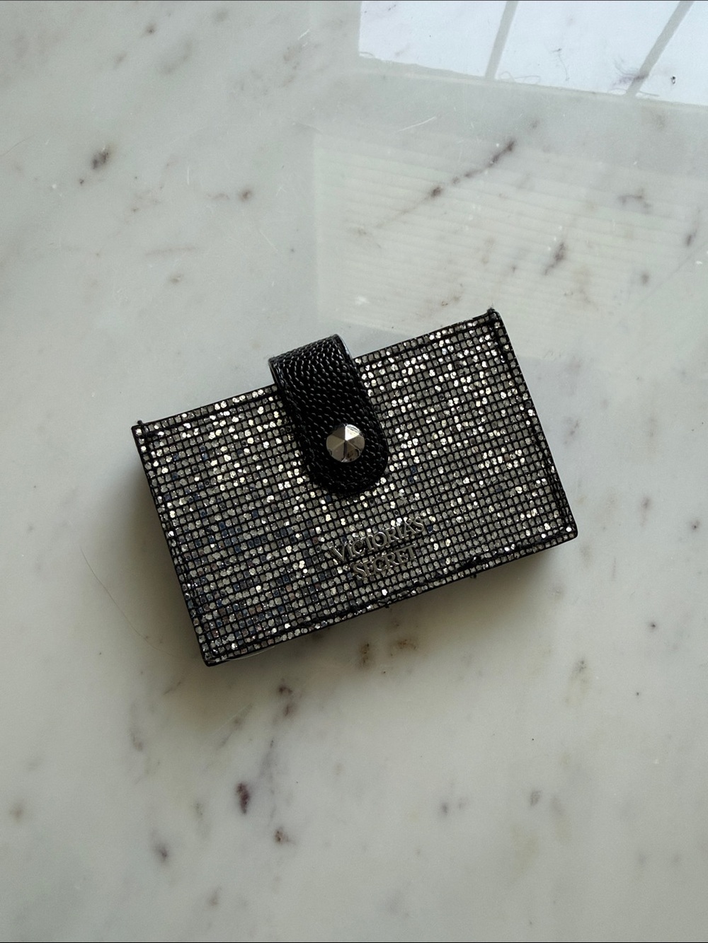 Victoria's Secret Black Crystal Snap Card Holder